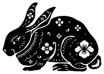 Chinese New Year rabbit png black animal zodiac sign sticker