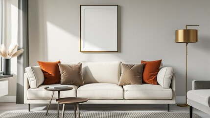 Frame Mockup, stylish and modern style Home living room sofa background