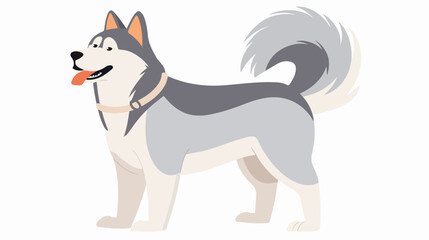 Husky dog flat vector illustration. Cute pet domestic