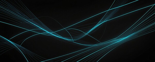 Abstract Neon Light Patterns on Black Background