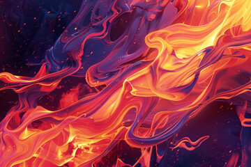 A vivid illustration of a stylized fire, featuring bold and expressive flames that evoke a sense of...