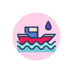 Oil transportation by ship line icon. Sea, barrel, petroleum outline sign. Oil and gas industry concept. Vector illustration symbol element for web design and apps