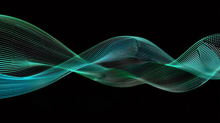 Dynamic Vector Wave: Blue Green Lines on Black. Generative AI