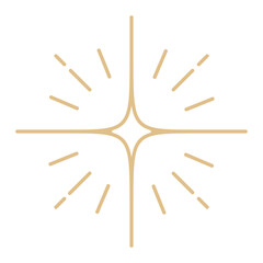 Png sparkle star transparent in golden linear style