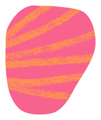 Abstract pink and yellow cut out blob shape, transparent background. Organic rounded pebble shape collage vector element
