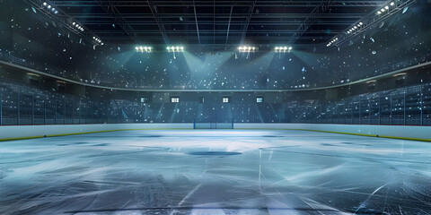 Hockey ice rink sport arena empty field stadium background - Ai Generated - Powered by Adobe