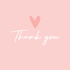 Thank you card with pink color