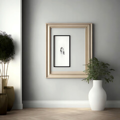 empty room with a window  with photo frame mockup