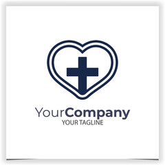 Fototapeta premium Vector cross in the heart logo design template
