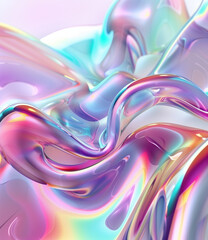 Pastel Elegance Within Swirling 3D Holographic Abstract Forms