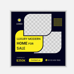 Real estate house sale social media post instagram banner and square flyer template
