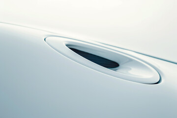 Abstract white car emblem with a minimalistic, artistic composition