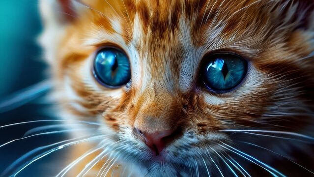 Close-up shot of vet and polydactyl kitten.