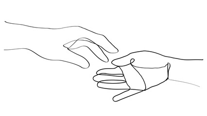Png hands minimal line art reaching for each other illustration © Rawpixel.com