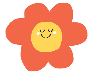 Happy flower png sticker cute doodle emoticon