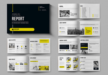 Annual Report Brochure Layout With Yellow And Black Accents Landscape