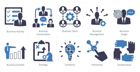 A set of 10 mix icons as business activity, business conversation, business team