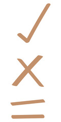 Png doodle check mark sticker in bronze