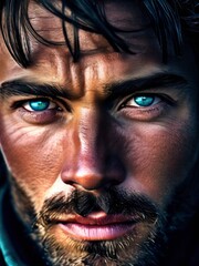 Obraz premium Portrait of rugged man with stubble.