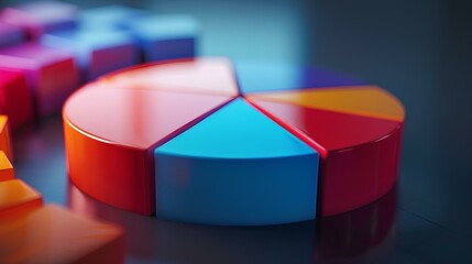 a scene illustrating the concept of passive versus active investment strategies with a visually appealing 3D pie chart. generative AI