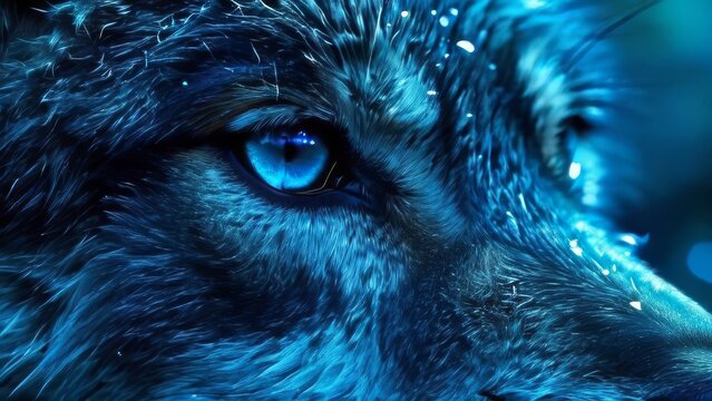 Super bright close-up of blue wolf eye.
