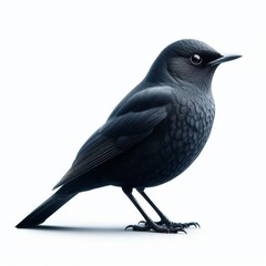 Image of isolated blackbird against pure white background, ideal for presentations
