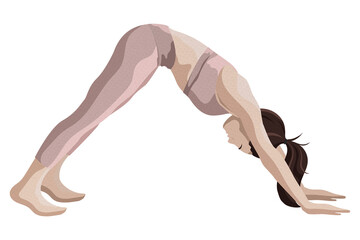 Yoga png downward dog pose sticker in minimal style