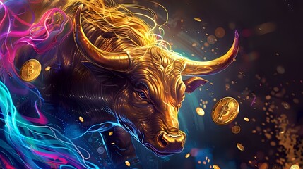 The Bull's Prosperity: A Surrealist Fusion of Finance and Fantasy