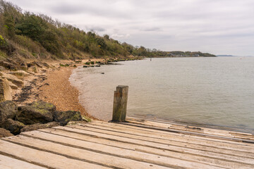 The Solent coast near Gurnard Bay on the Isle of Wight, UK