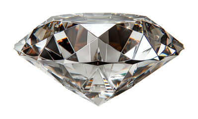 Sparkling multifaceted diamond with brilliant reflections isolated on transparent background
