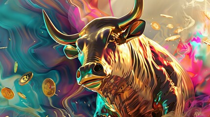 Bitcoin Bull: A Striking Digital Artwork of Financial Prosperity