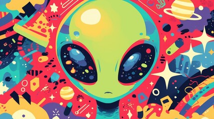 A quirky alien inspired doodle icon