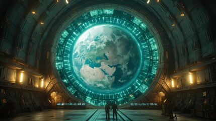 Fototapeta premium Global Surveillance Team Monitoring Earth