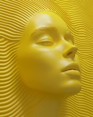 Abstract Yellow Fluid Art Portrait Sculpture