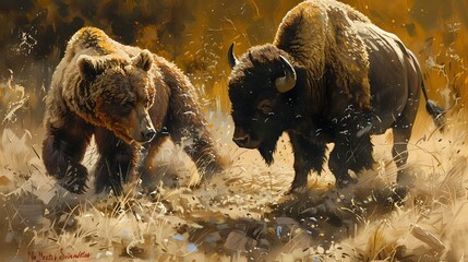 Wilderness Conflict: Bear and Bison