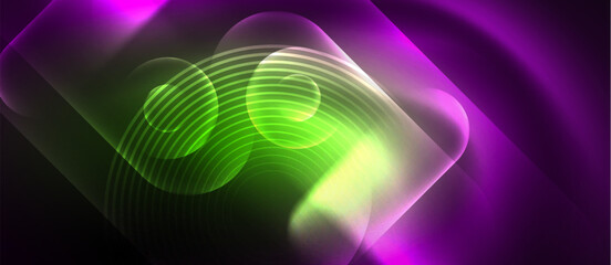 a purple and green background with a glowing square in the middle . High quality