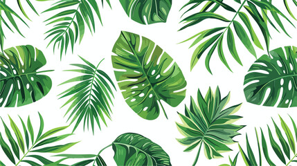 Natural seamless pattern with green tropical leaves