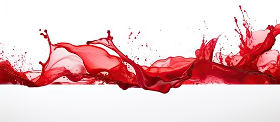 Red liquid splashing on a white surface