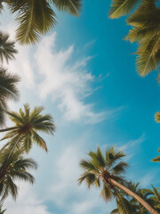 generative ai, Sunny Tropical Beach With Palm Leaves And Paradise Island