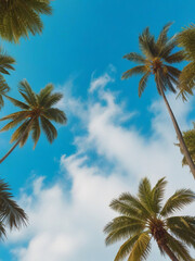 generative ai, Sunny Tropical Beach With Palm Leaves And Paradise Island