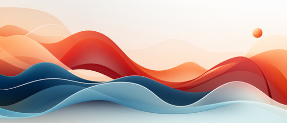 background, copyspace, minimal styles, Geometric patterns and line, playful quirky cartoonish illustration, Autumn Blaze and Deep Ocean color