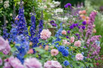 Blossom Haven, Flourishing Flowers Adorning the Garden Landscape,Garden Flourish,Vibrant Blooms Bringing Life to the Outdoor Setting,Botanical Symphony,Colorful Flowers Creating a Charming.