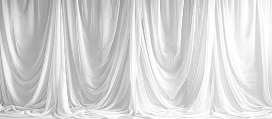 White curtain and black chair against white wall