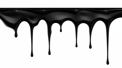 black liquid dripping down on white background