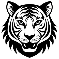 Roaring Majesty: Tiger Head Logo Template Vector Silhouette