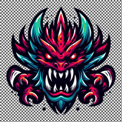 head devil menacing creature suitable for a logo esport gaming or T Shirt editable design available in PNG