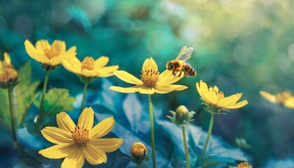 yellow flowers of the sky flower, yellow, nature, garden, summer, flowers, plant