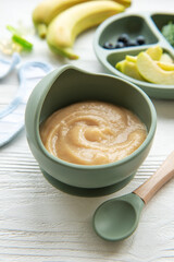 Healthy baby food in bowl
