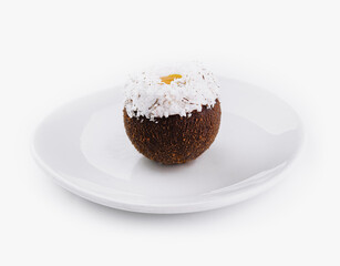 Fresh turkish delight lokma on white plate