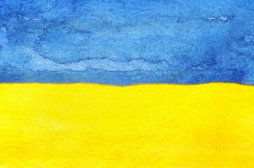 Flag of Ukraine painted with watercolors.